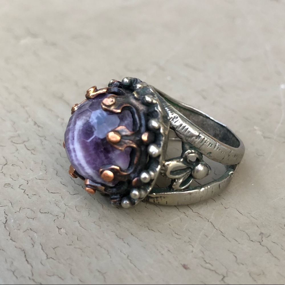 Amethyst Gothic Medieval Witchy Boho Mixed Metal … - image 4